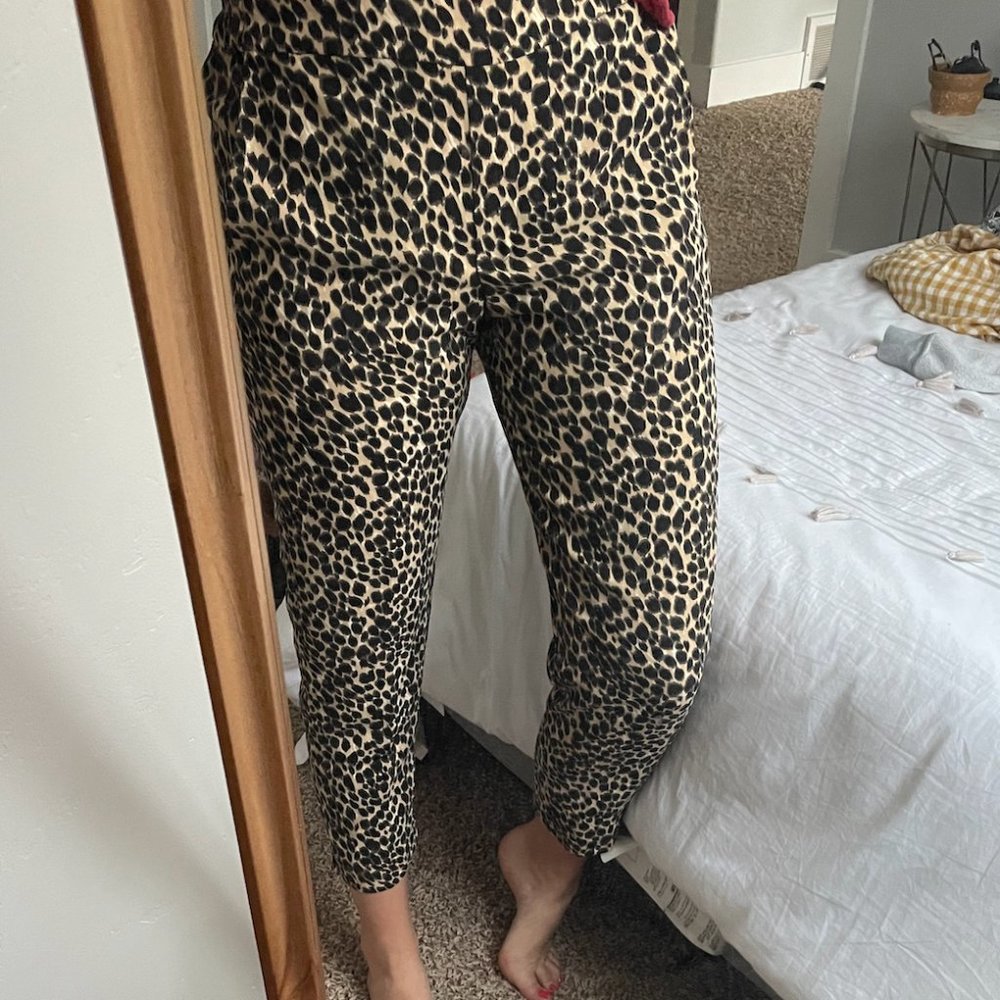 J Crew Leopard Tapered Pants